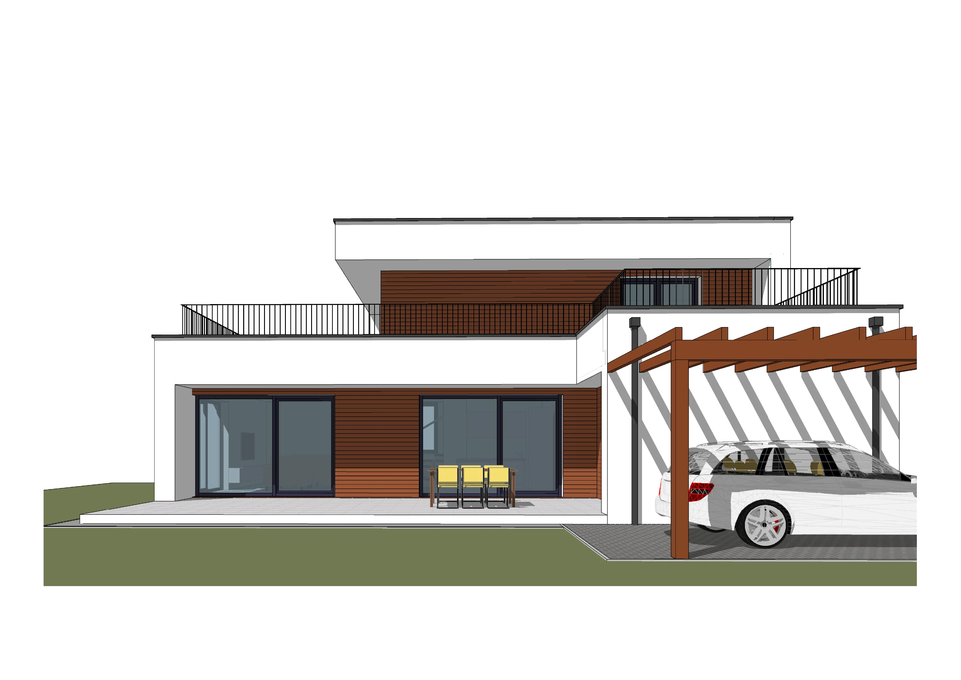 Vizualizácia — predná fasáda